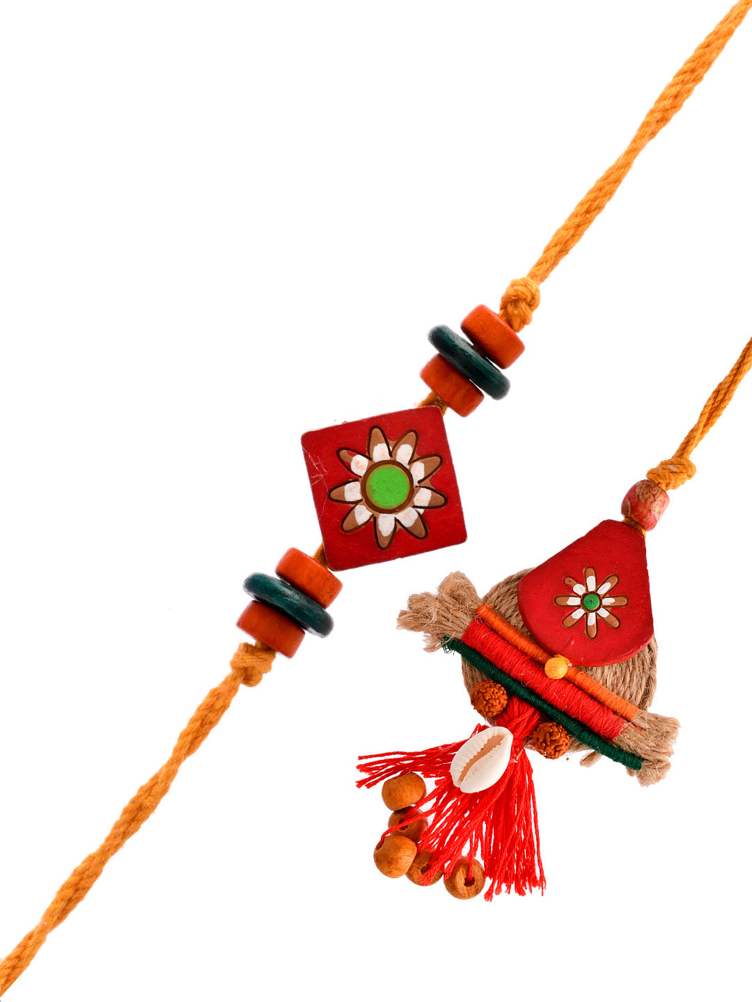 Red Crafted Elegant Bhaiya Bhabhi Rakhi Set - Only Rakhi (RP2390)