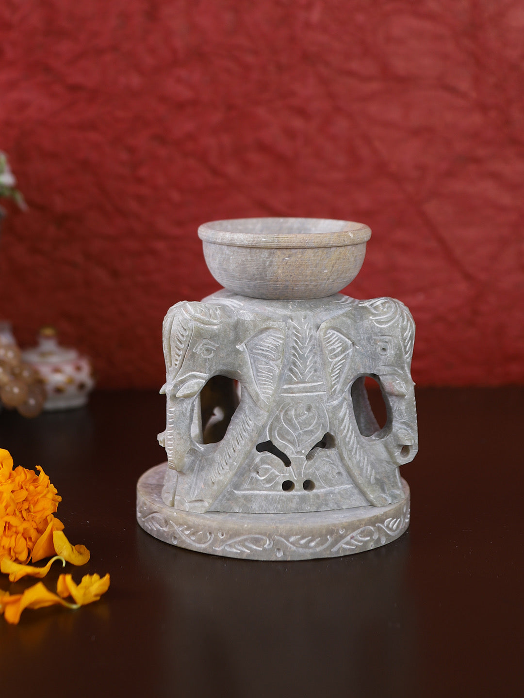 Soapstone Tealight Holder with Oil Diffuser - Default Title (SA2230)