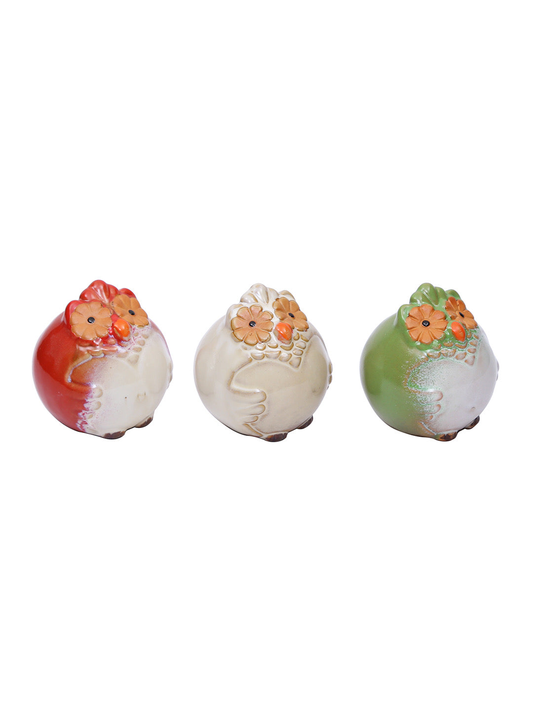 Adorable Flower-Eyed Colourful Ceramic Owl Trio - Default Title (SHOW19524)