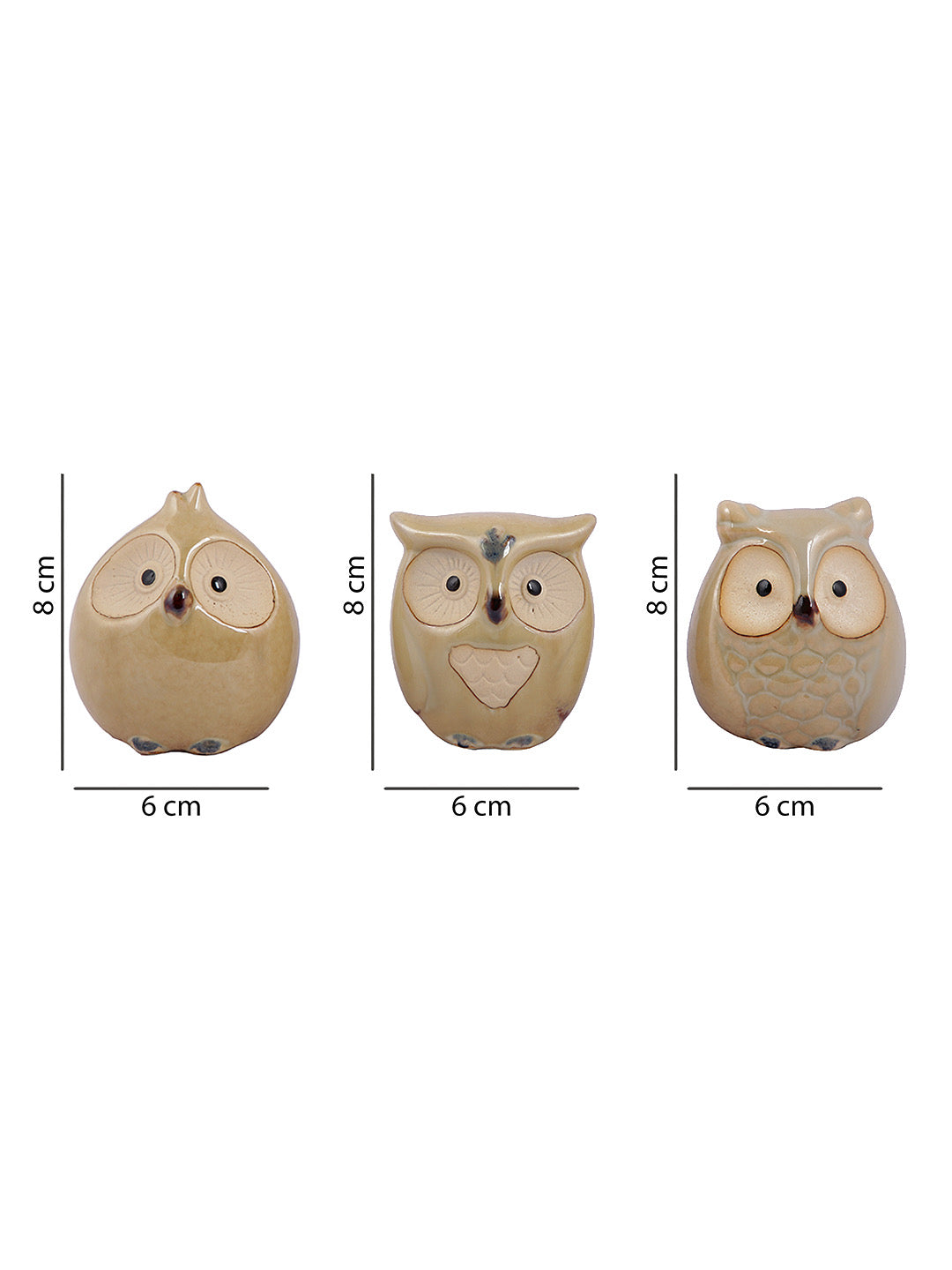 Ceramic Owl Showpiece - Set of 3 - Default Title (SHOWC22055_3)