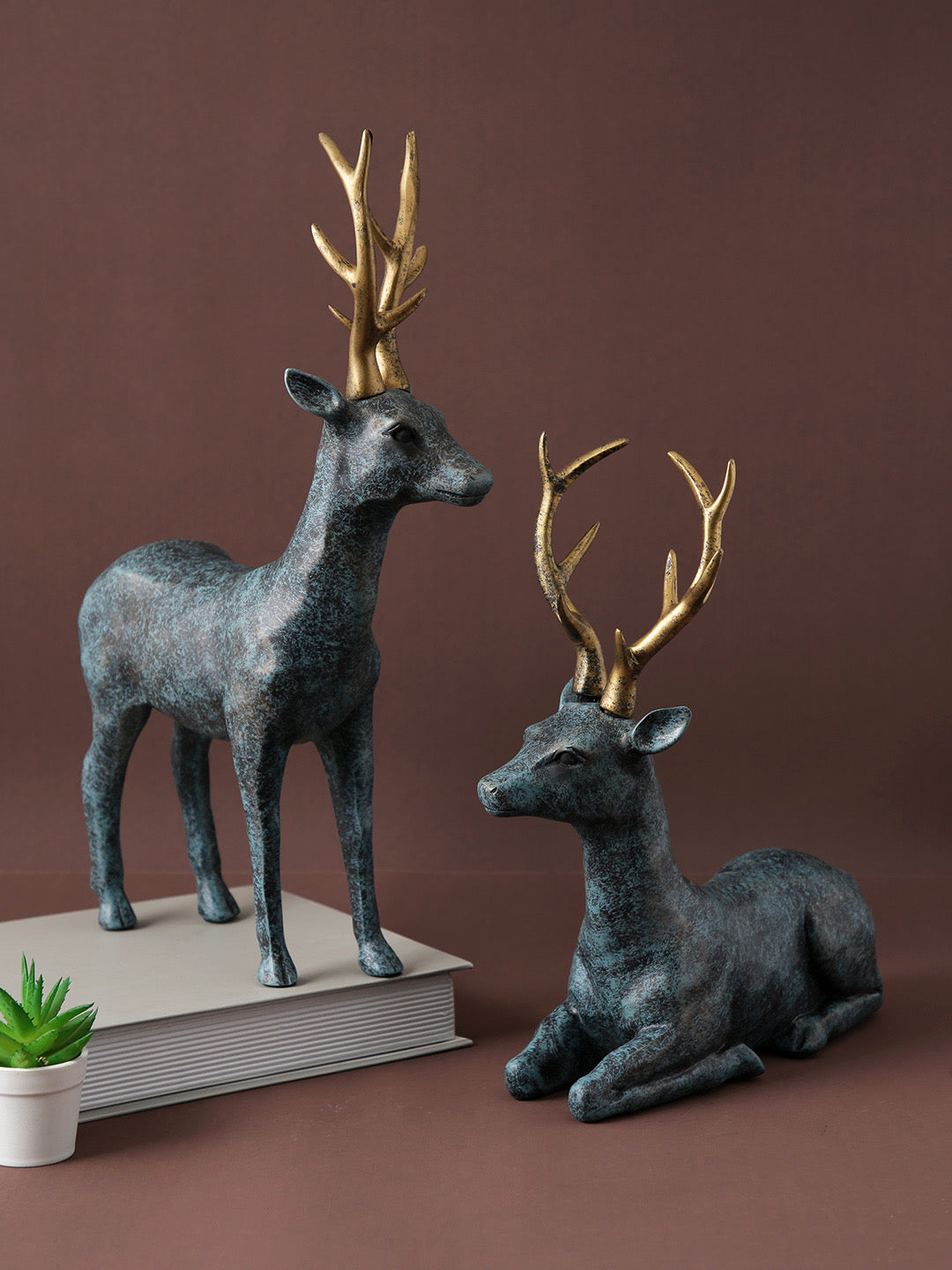 Set of 2 Ceramic Black Deer - Default Title (SHOWC22098_2)