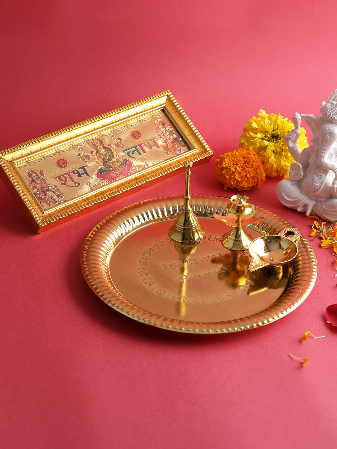 Gold Plated Pooja Thali Set - Default Title (THM2231)