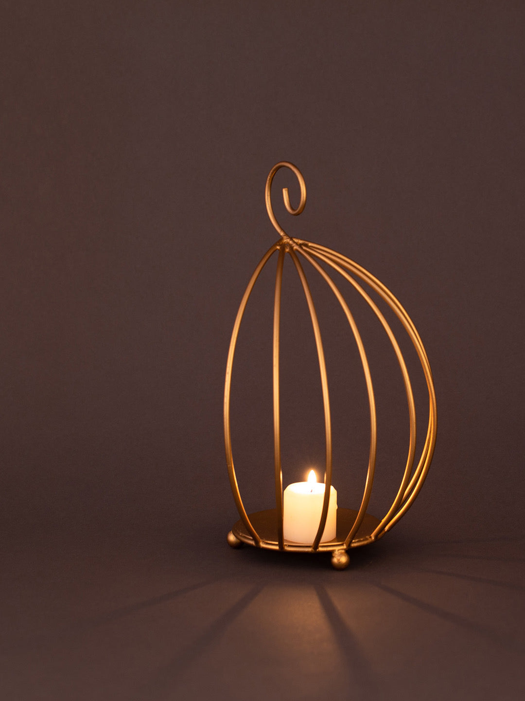 Handcrafted Oriental Design Golden ColorMetal Candle Holder - Default Title (TLTM2008)