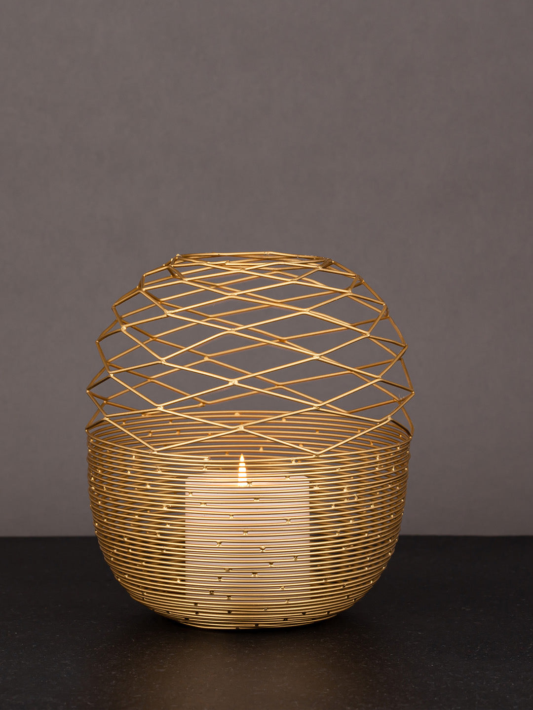 Handcrafted Golden Iron Wire Tea Light Holder - Default Title (TLTM2012)