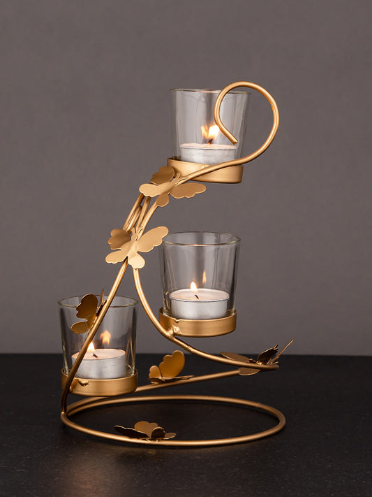 Handcrafted Golden Metal Tea Light Stand - Default Title (TLTM2013)