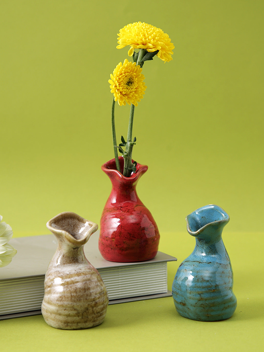 Set of Three Quirky Vases with Beak Like Mouths - Default Title (VAS1992_3)
