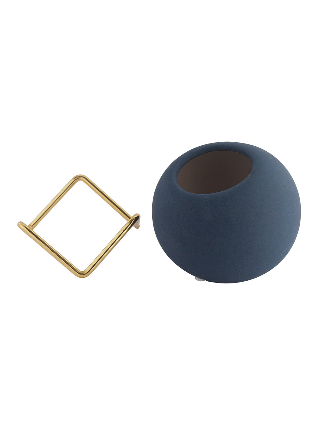 Blue Coloured Ceramic Vase with Golden Stand - Default Title (VAS2020183)