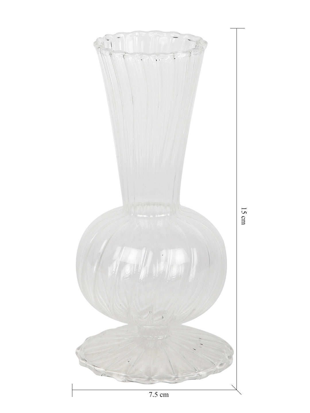 Textured transperant Glass Flower Vase - Default Title (VAS22010)