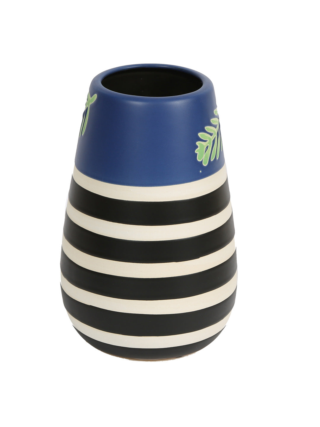 Striped Multicolor Ceramic Vase for Home and Office - Default Title (VAS22169)