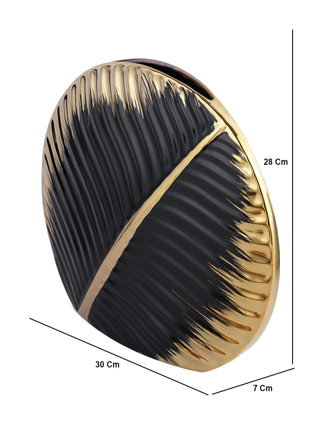 Set of 2 Leaf Shaped Black Vase - Default Title (VAS22393_2)