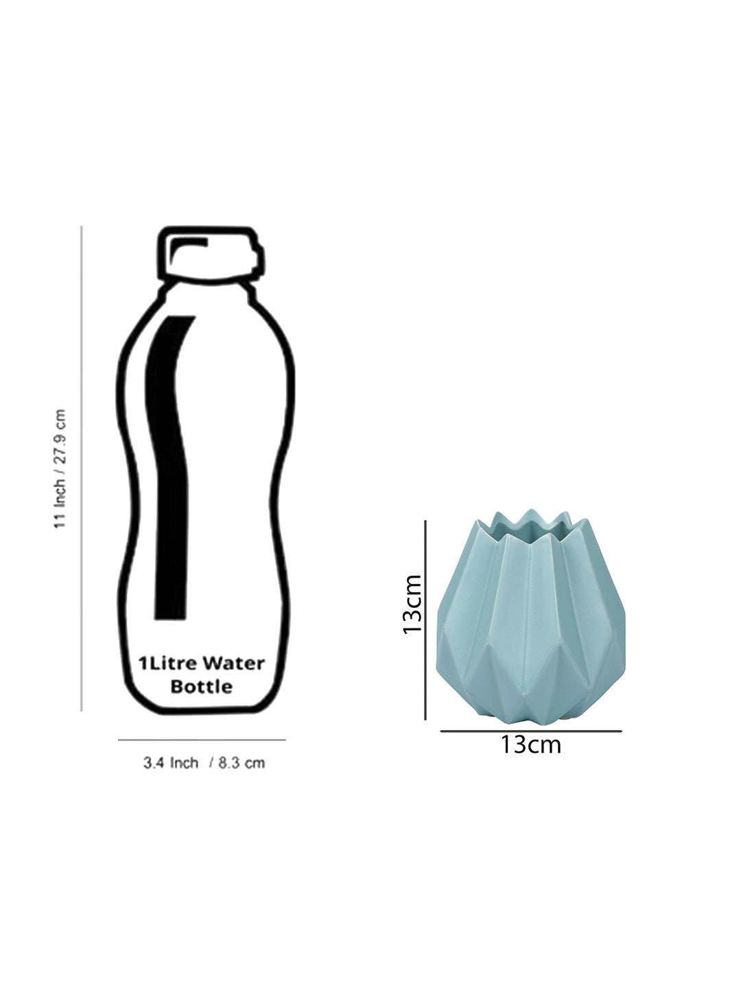 Geometric Textured Ceramic Vase - Default Title (VASC22436BL)