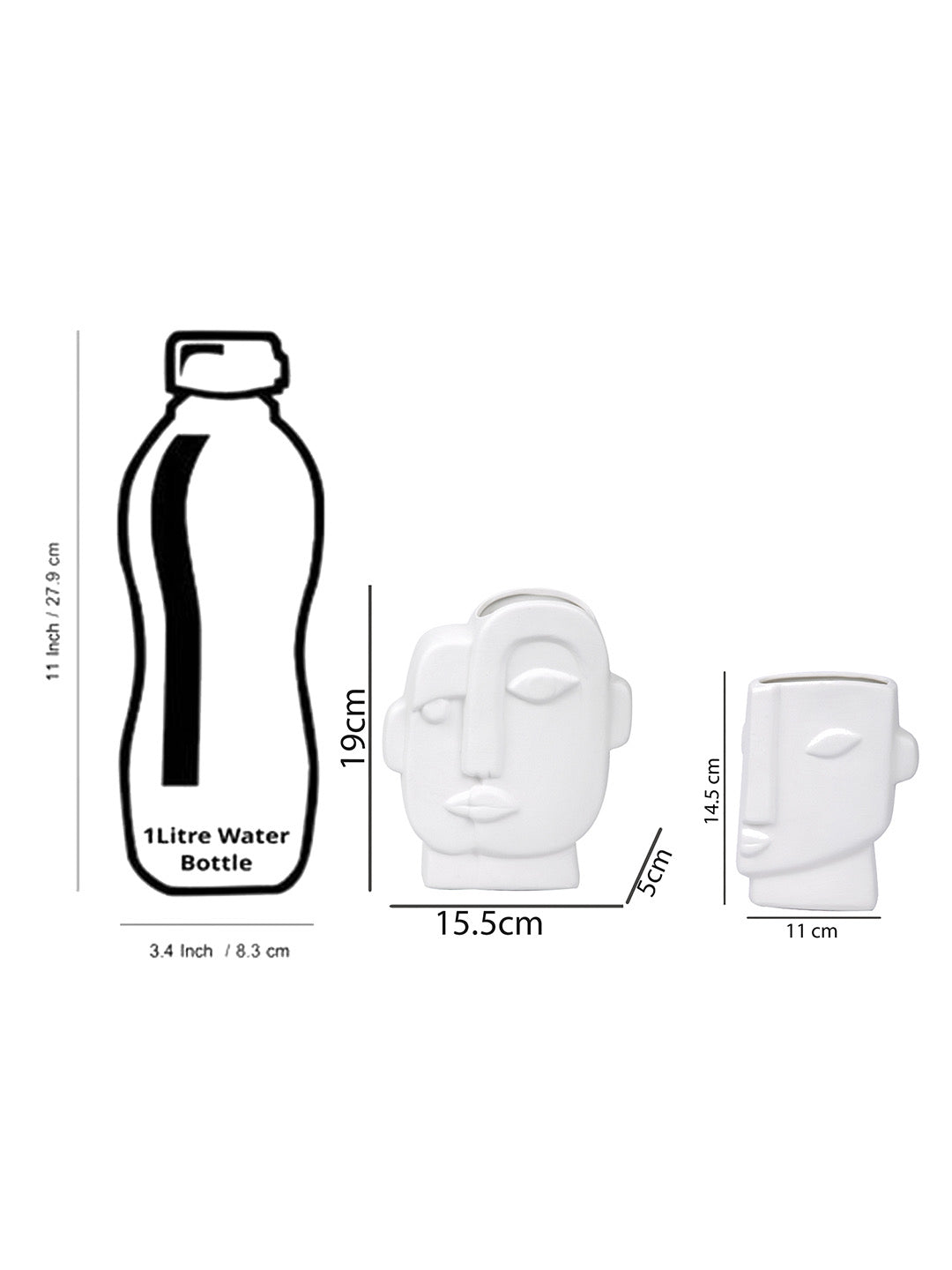 Face Like Ceramic Vase Set of 2 - Default Title (VASC22481_2)
