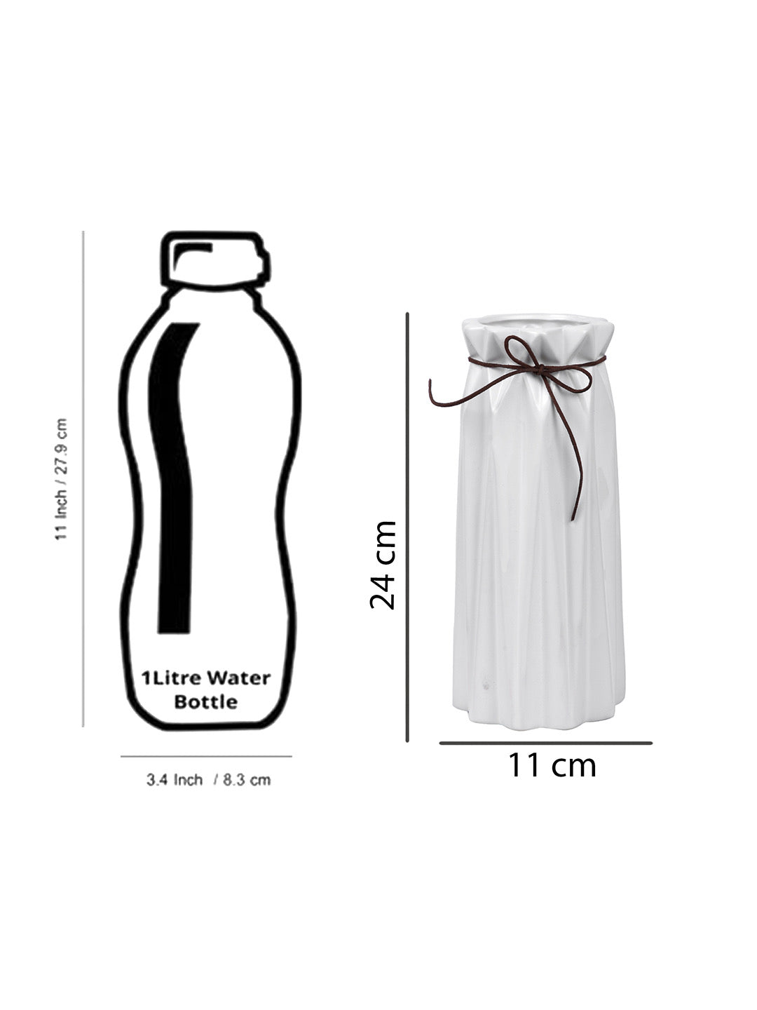 White Ceramic Flower Vase - Default Title (VASC22528WH)