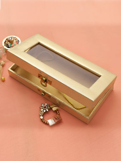 Red Zerdosi Worl Bhaiya Bhabhi Rakhi Set with a Beautiful Box