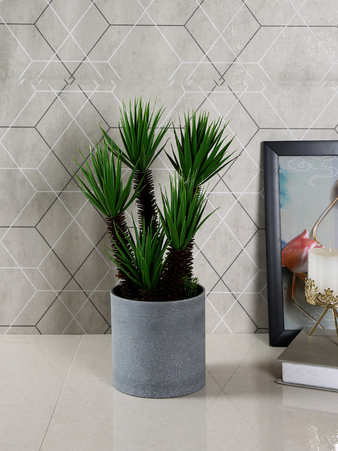 White Artificial Plant With Pot