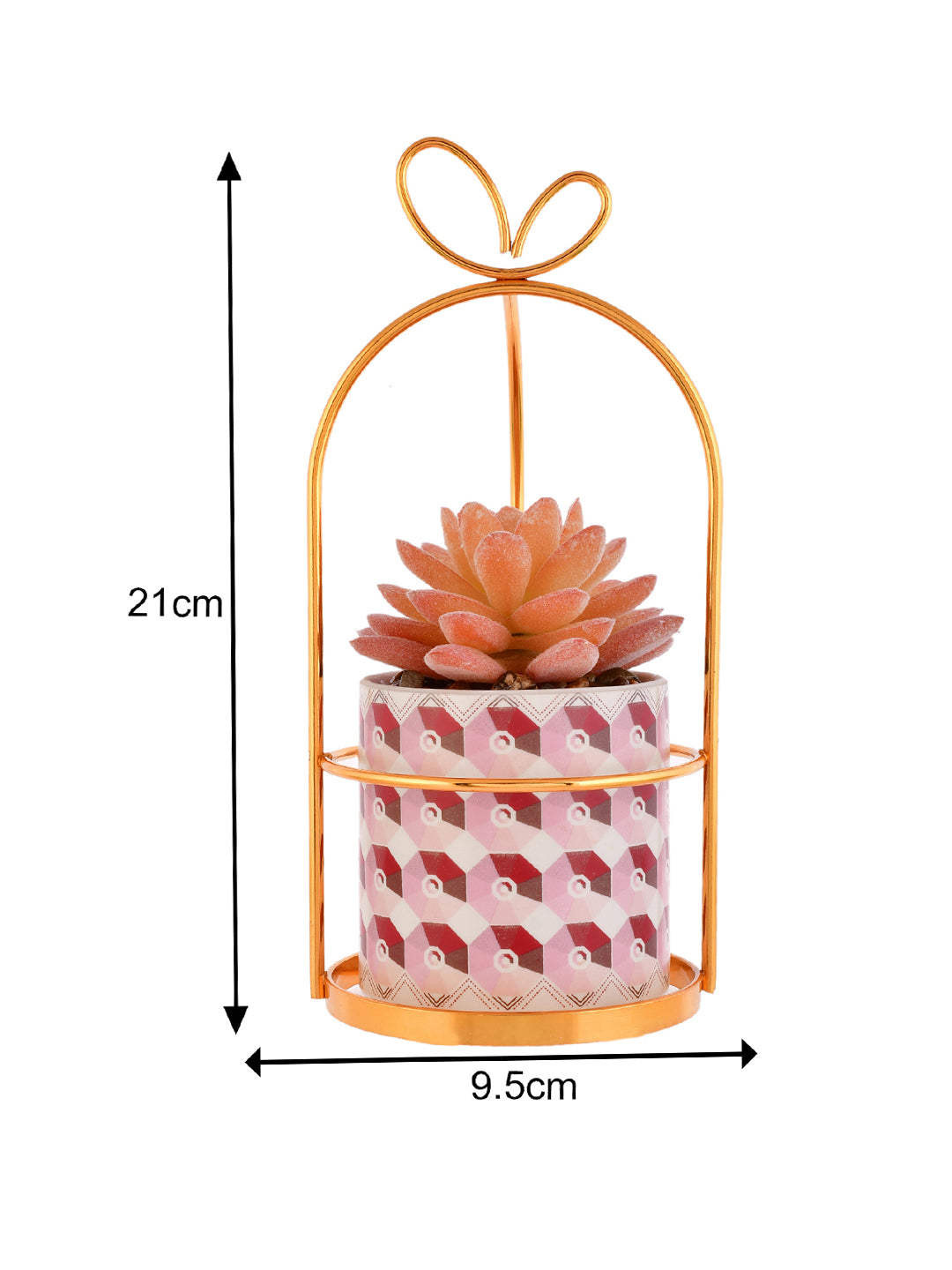 Artificial Plant with Ceramic Planter in a Golden Stand