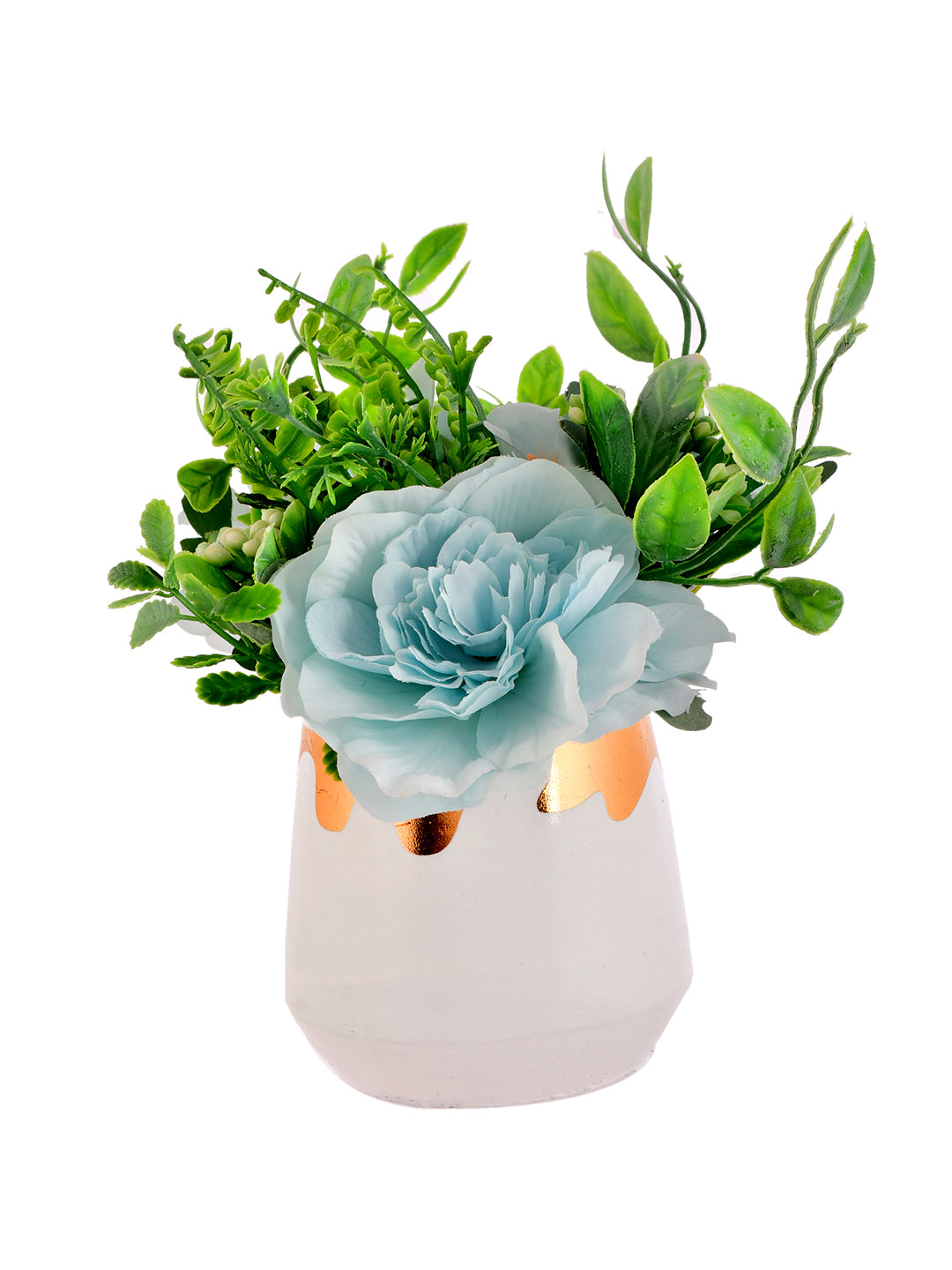 Enchanting Artificial Blue Bloom in White Planter