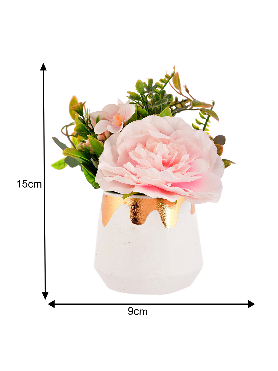 Artificial Pink Floral Arrangement with White Pot