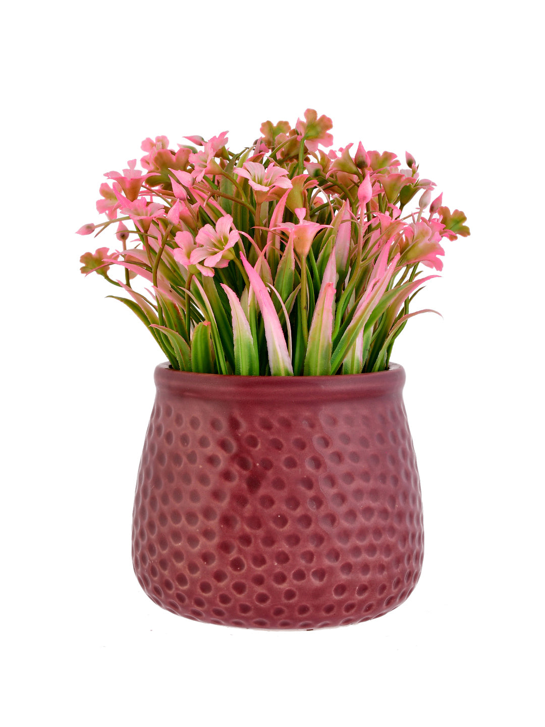 Artificial Pink flowers with Ceramic Pot