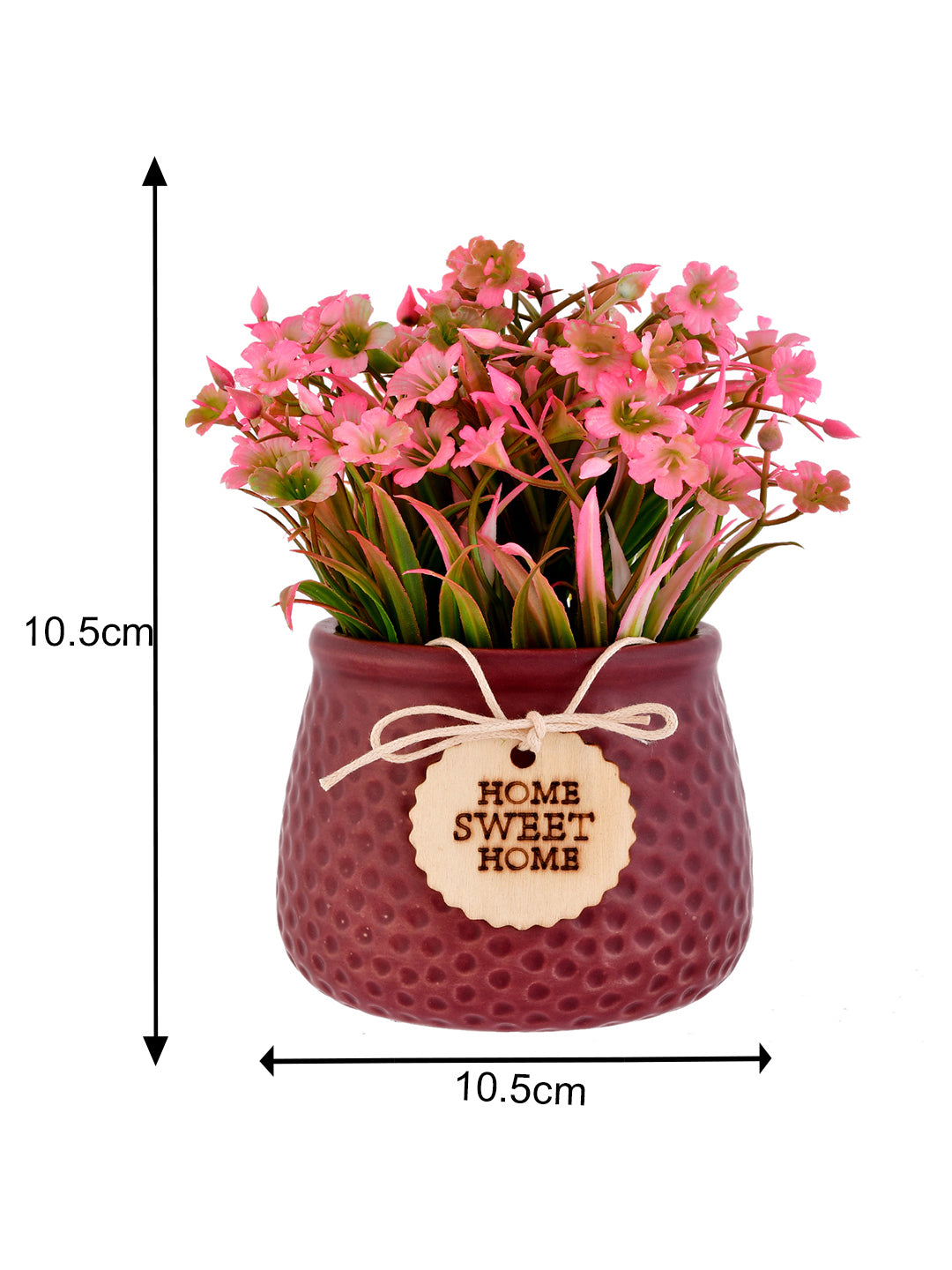 Artificial Pink flowers with Ceramic Pot