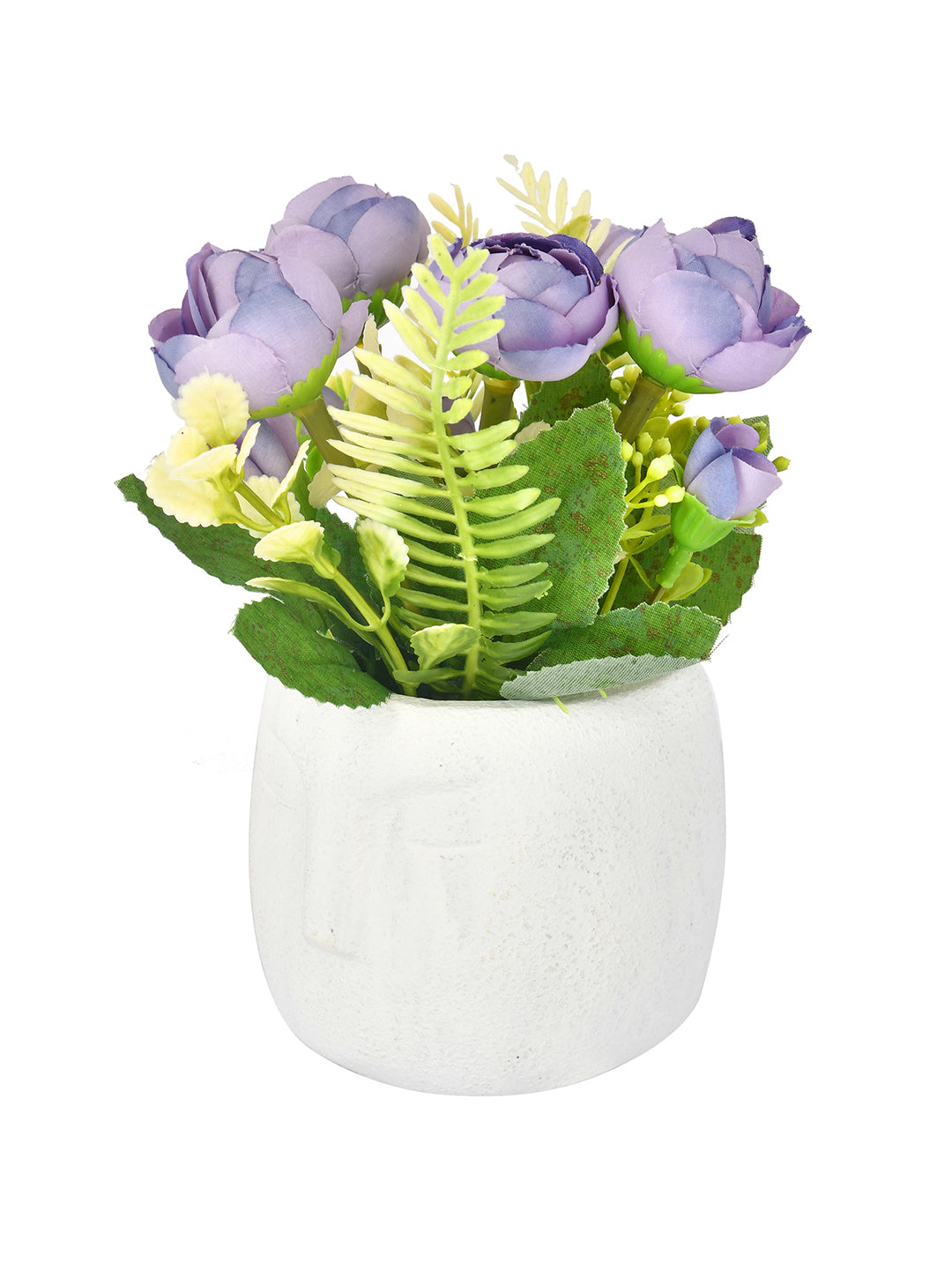 Purple Artificial Flowers with Modern Planter