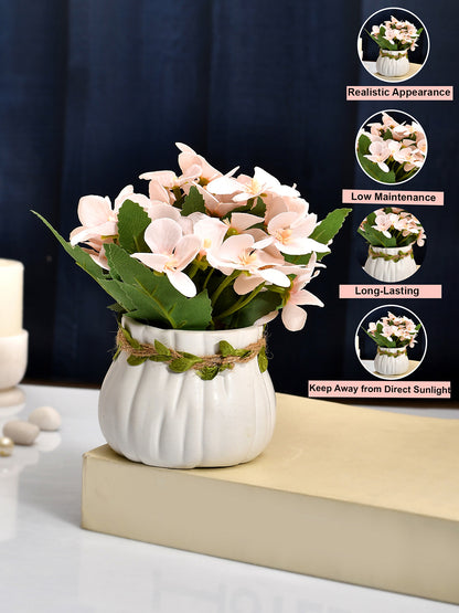 Chic White Planter with white Artificial Flowers