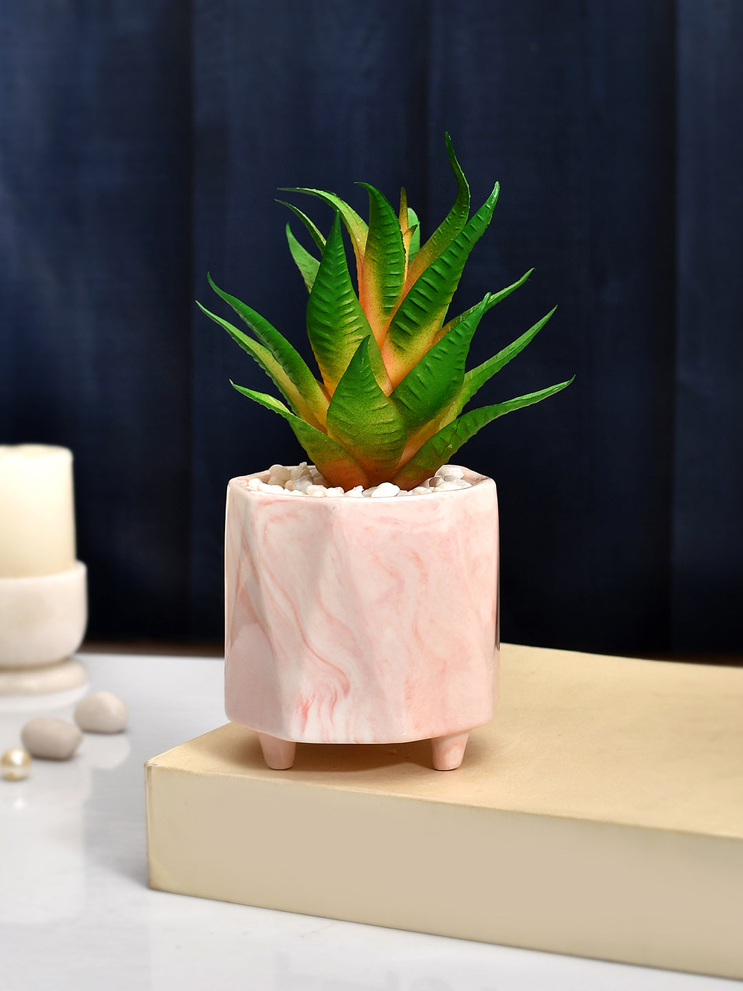 Citrus Delight Artificial Succulent with Pink Planter