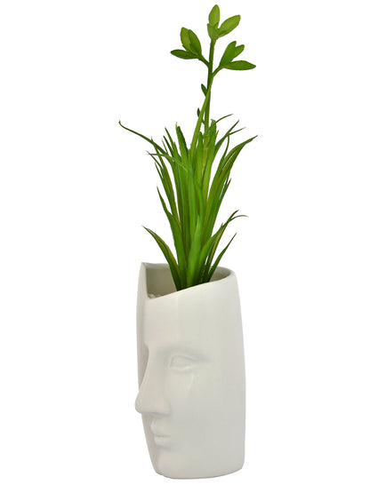 Artificial Green Oasis Plant with White Face Planter