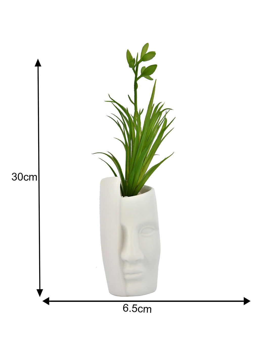 Artificial Green Oasis Plant with White Face Planter