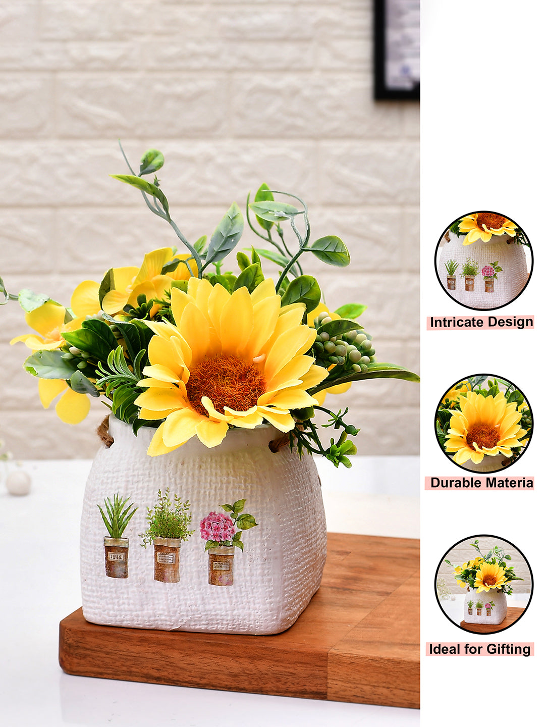 Artificial Sunflower with Ceramic Pot