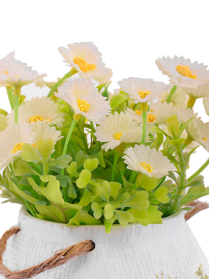 Artificial Common Daisy with Ceramic Pot