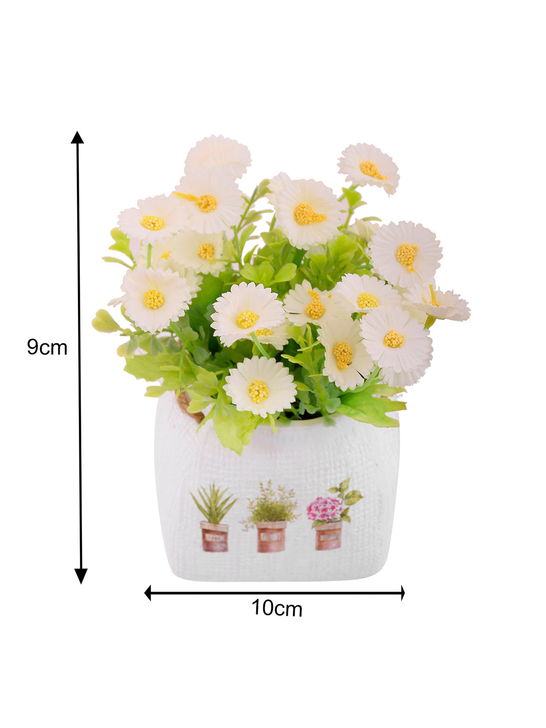 Artificial Common Daisy with Ceramic Pot