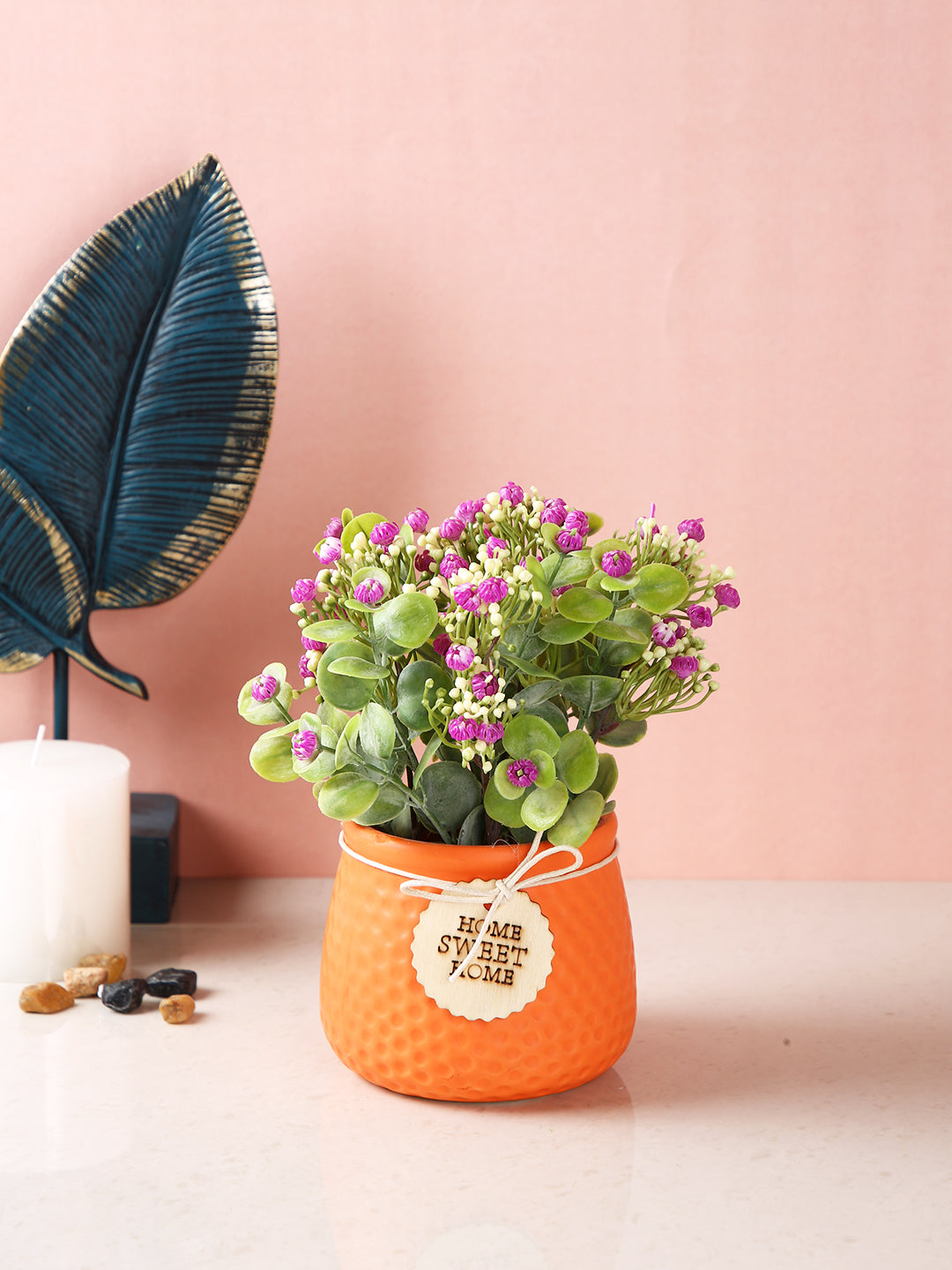 Red 1 Pieces Violet Artificial Plant With Pot