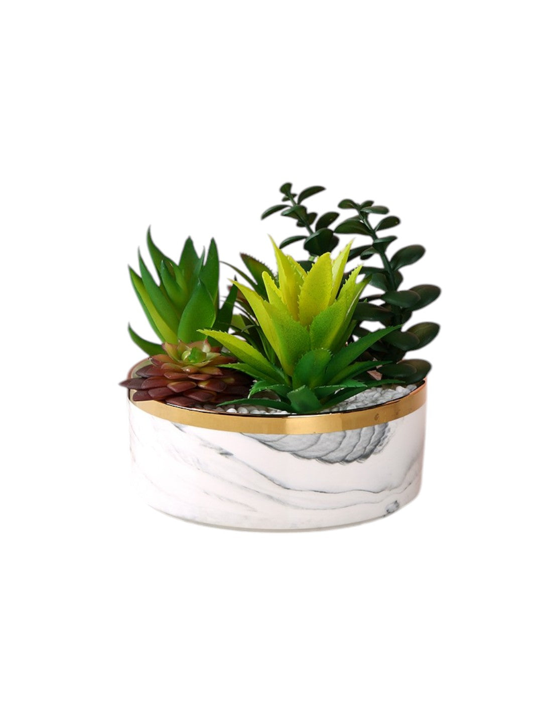 White 1 Pieces Succulent Artificial Plant With Pot