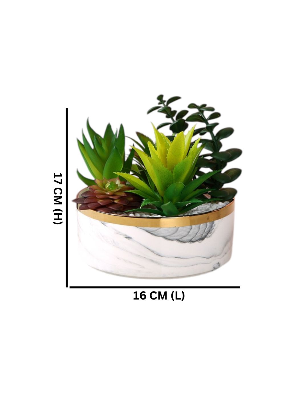 White 1 Pieces Succulent Artificial Plant With Pot