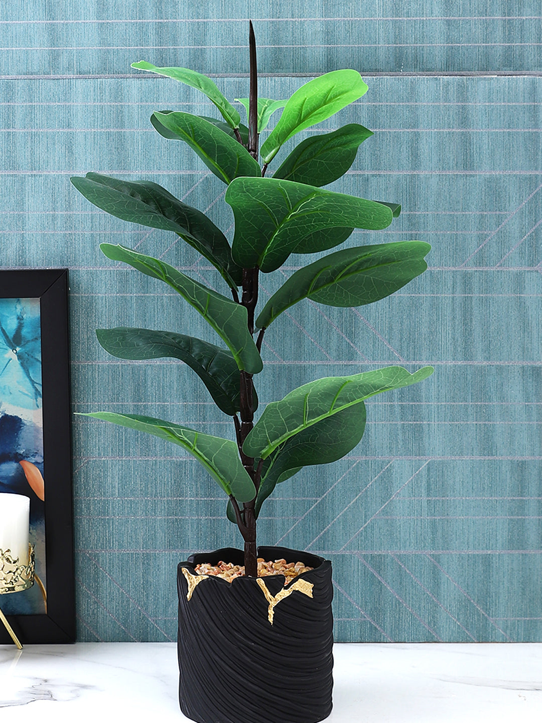 Black 1 Pieces Fig Artificial Plant With Pot