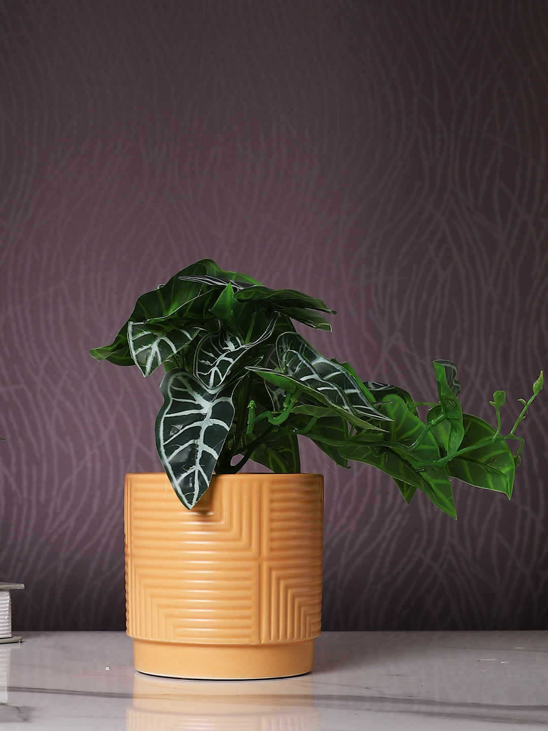 Brown 1 Pieces Palm Artificial Plant With Pot