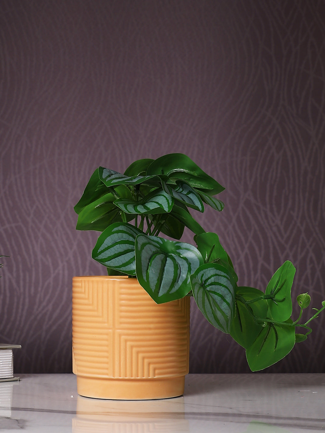 Brown 1 Pieces Peperomia Artificial Plant With Pot