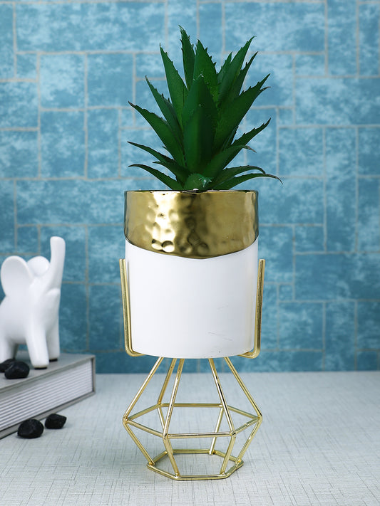 White 1 Pieces Succulent Artificial Plant With Pot