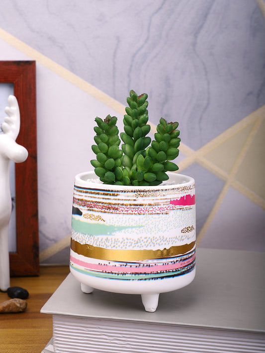 White 1 Pieces Succulent Artificial Plant With Pot