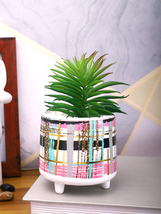 White 1 Pieces Succulent Artificial Plant With Pot