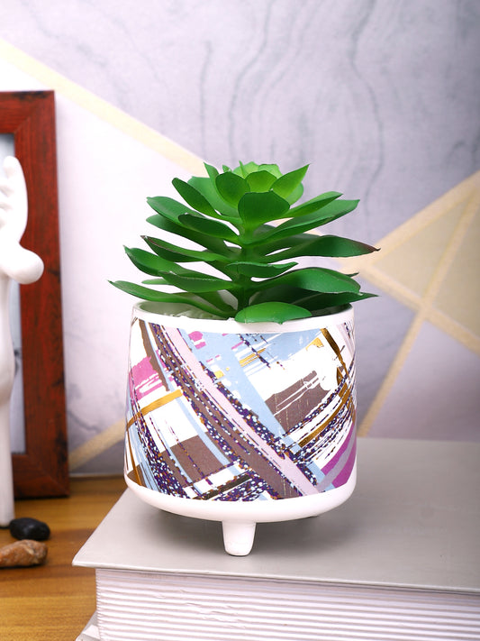 White 1 Pieces Succulent Artificial Plant With Pot
