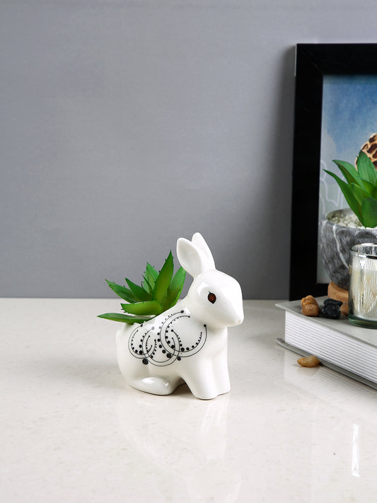 White 1 Pieces Succulent Artificial Plant With Pot
