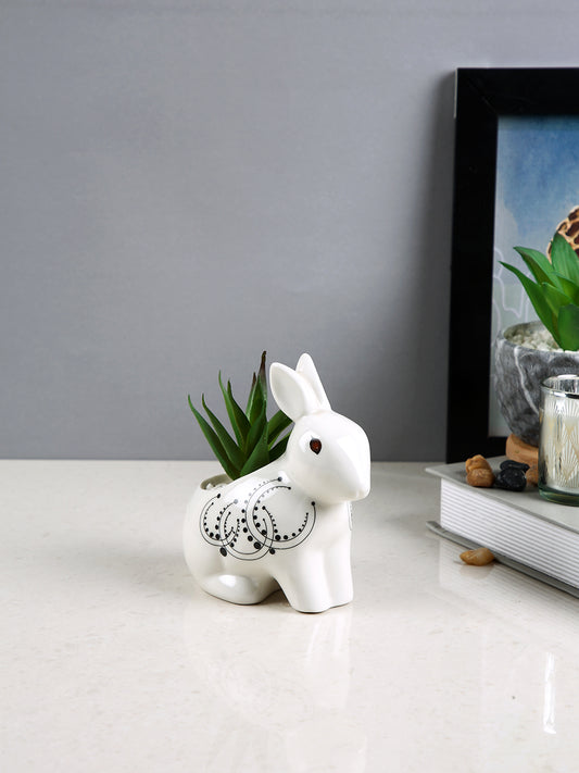 White 1 Pieces Succulent Artificial Plant With Pot