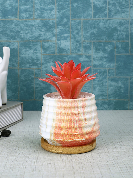 White 1 Pieces Succulent Artificial Plant With Pot