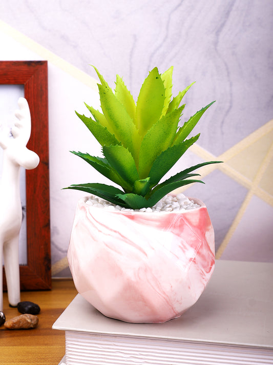 Pink 1 Pieces Aloe Vera Artificial Plant With Pot