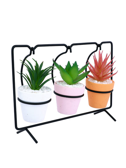 White 3 Pieces Succulent Artificial Plant With Pot