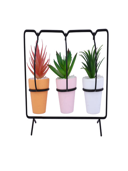 White 3 Pieces Succulent Artificial Plant With Pot