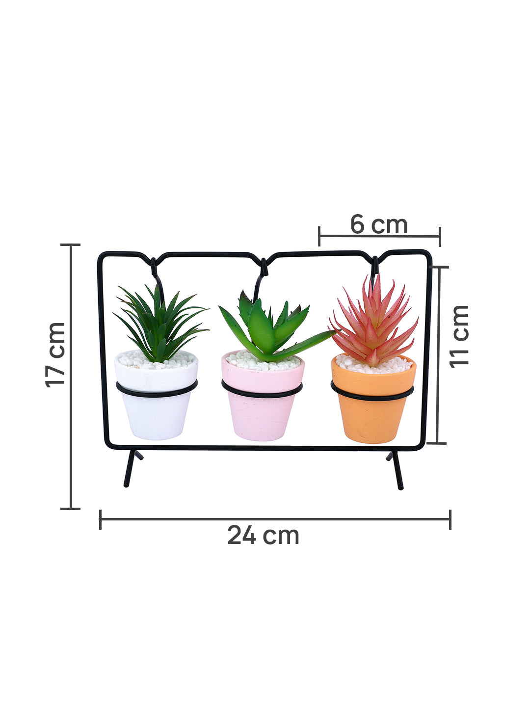White 3 Pieces Succulent Artificial Plant With Pot