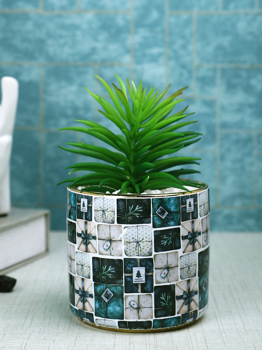 Grey Melange 1 Pieces Fern Artificial Plant With Pot